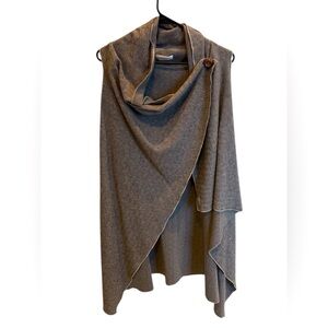 St. John Brown Gray Women's Cape Sweater Button Detail One Size